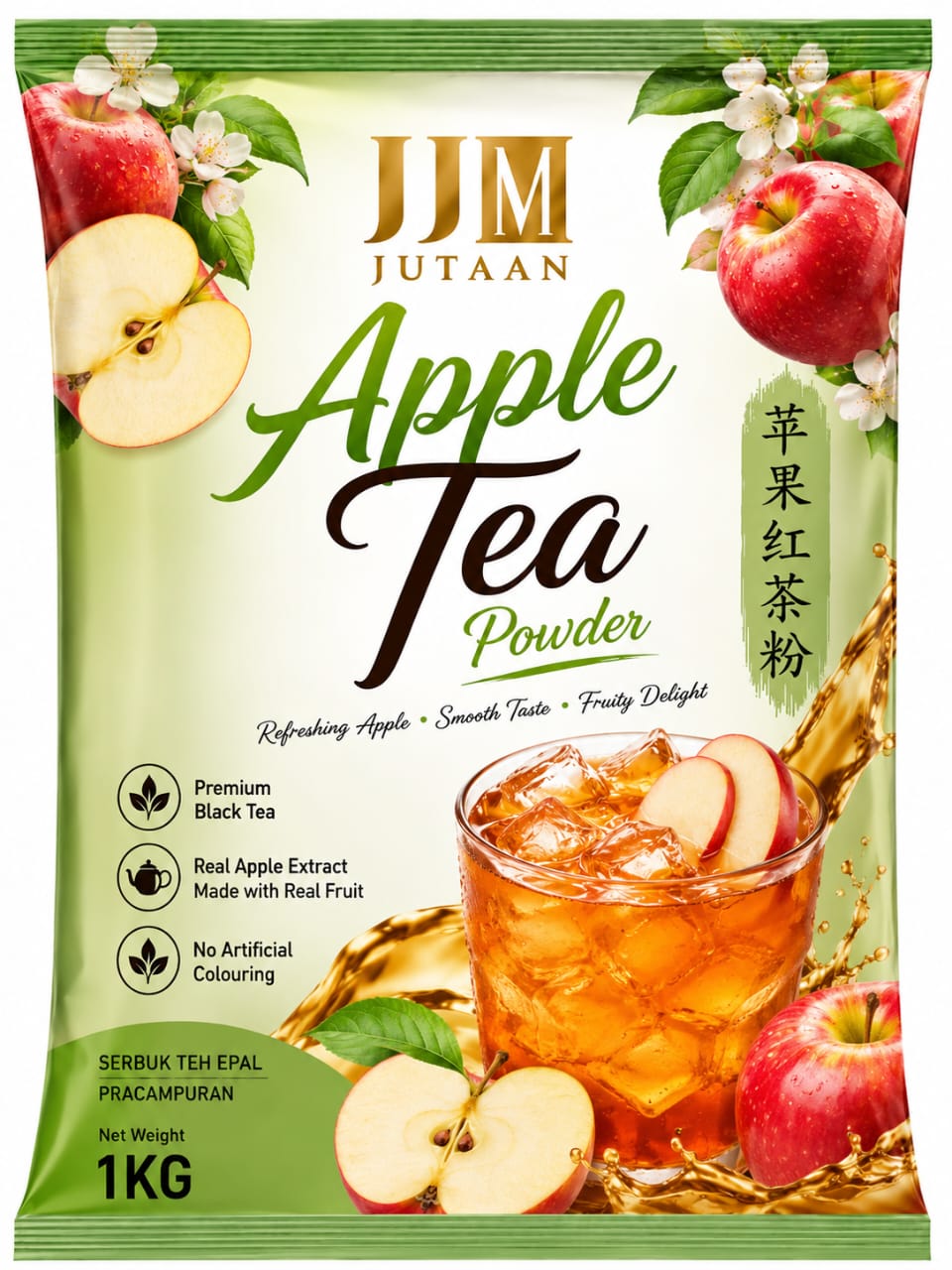 Apple Tea premix powder in a 1kg foil bag