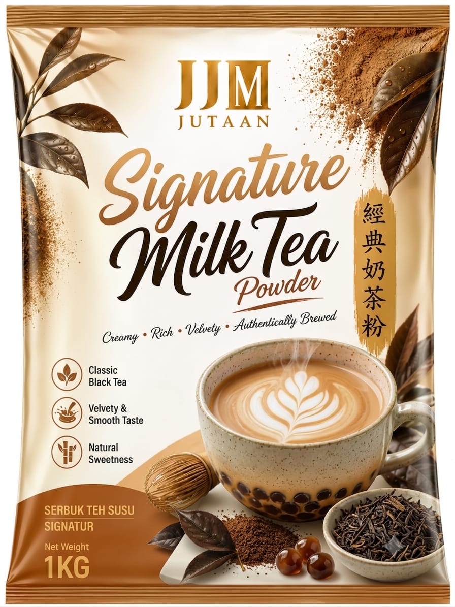 Signature Milk Tea premix powder in a 1kg foil bag